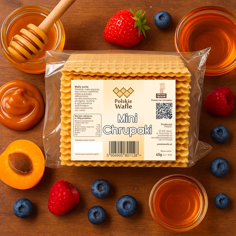 Polskie Wafle Chrupaki 45 g – kanapkowe, chrupiące wafle bez dodatków