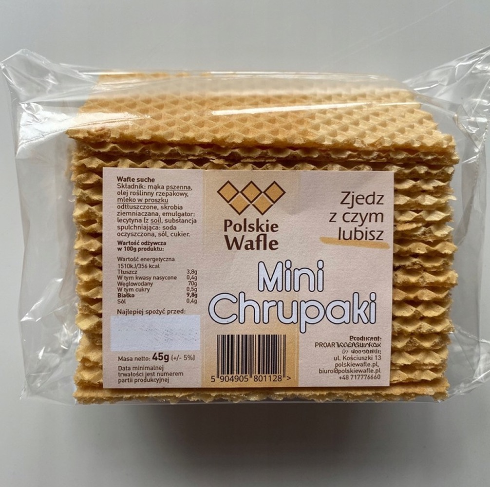 Polskie Wafle Chrupaki 45 g – kanapkowe, chrupiące wafle bez dodatków