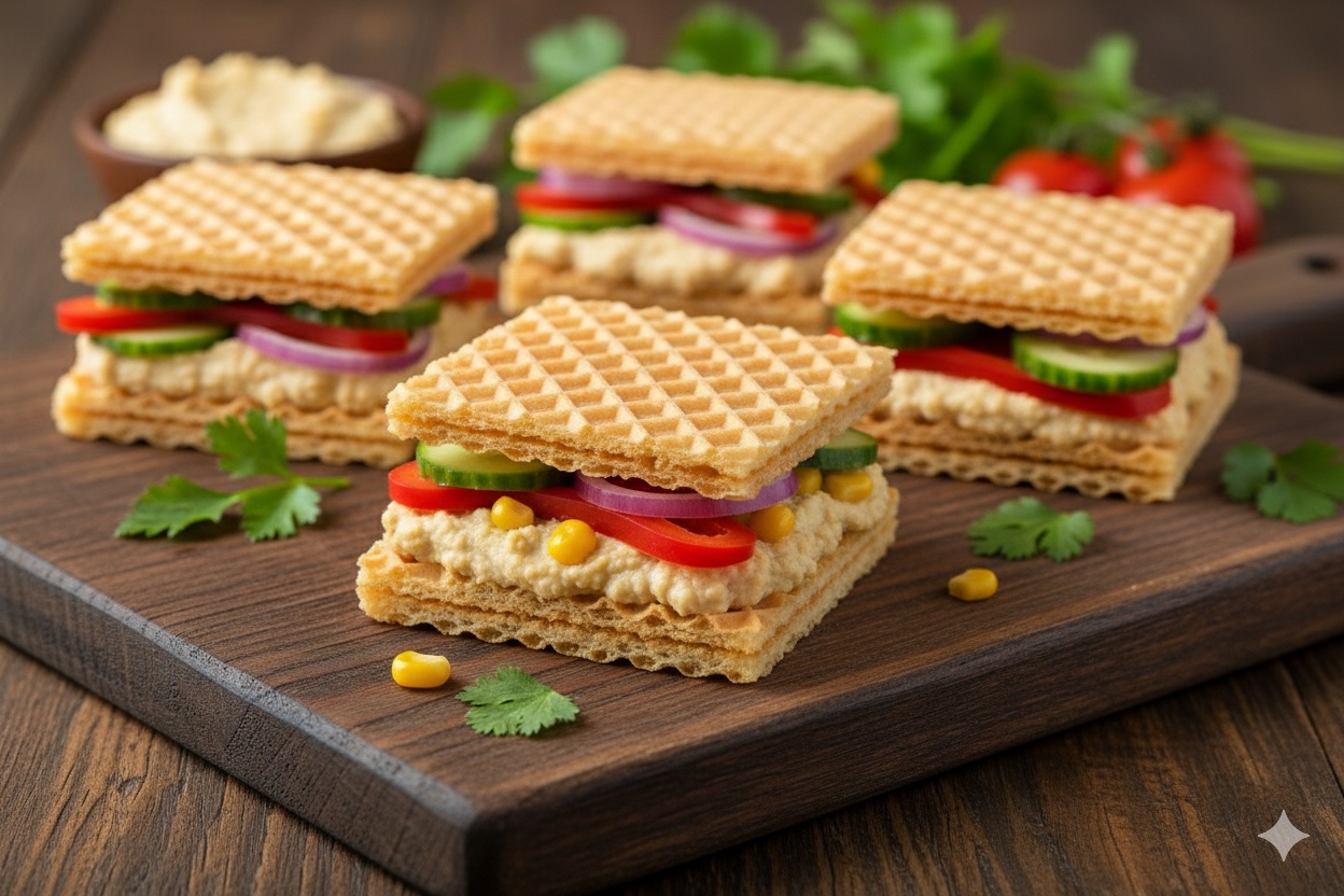 Wafle z hummusem i warzywami